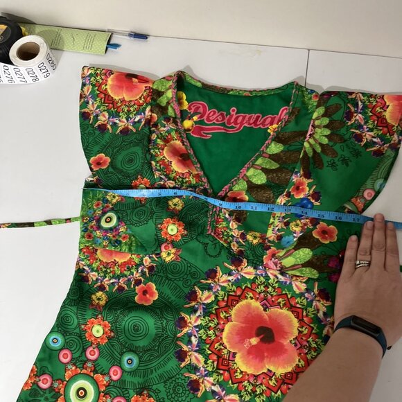 Desigual Green Floral Island Boho Blouse Women's Size S - Picture 10 of 11